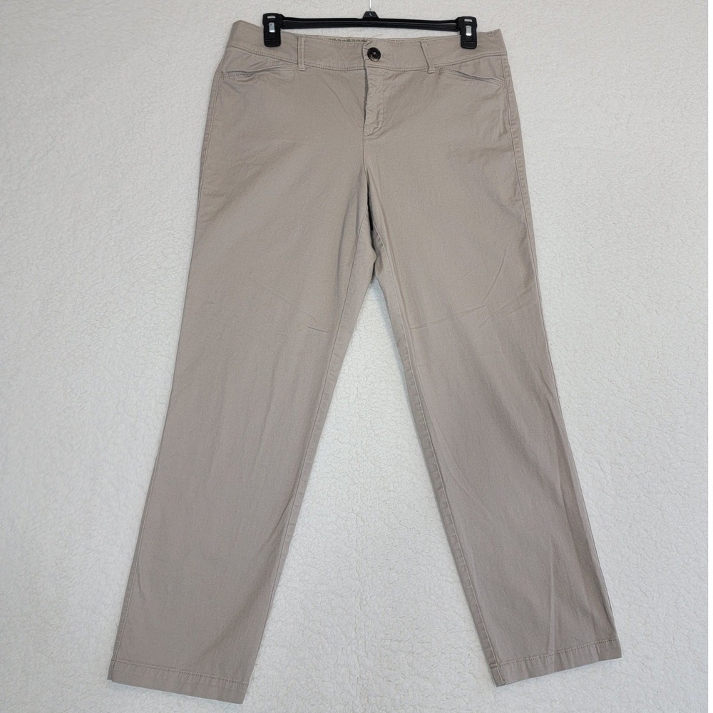 Khakis & Co Tummy Slimming Chino Pants Women 12 Tan Flexible Waist